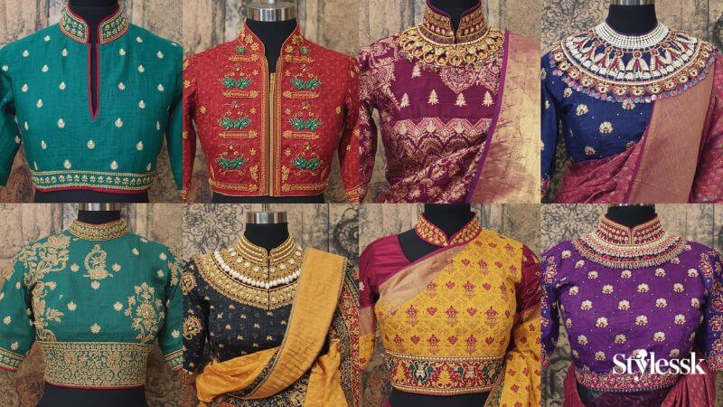 South Indian Collared Blouse Designs 