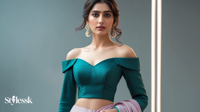 Teal Green Off-Shoulder Blouse for a Modern Look 