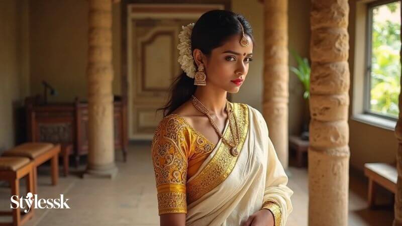 Traditional Kerala Saree Kasavu Saree Blouse Designs
