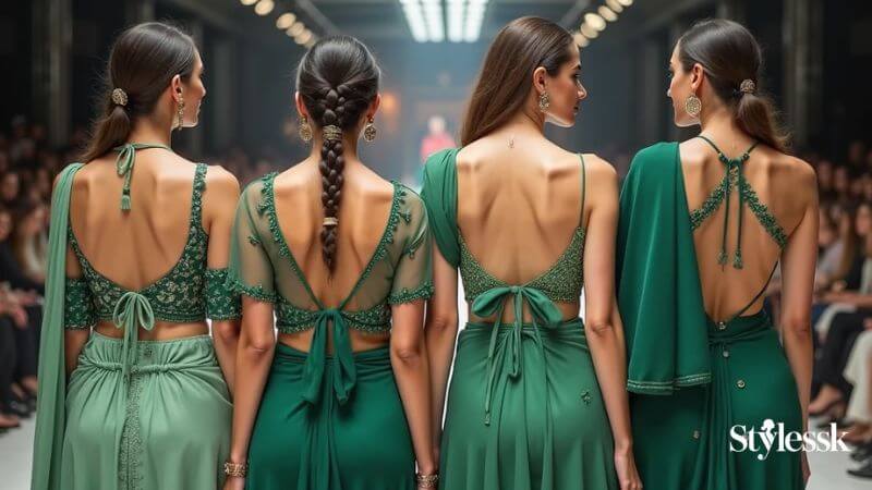 Trending Back Designs in Green Blouses (2025) 