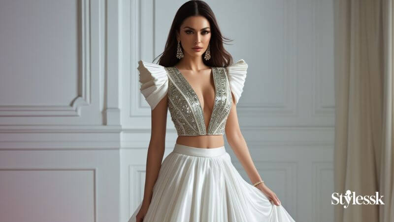 Trending Celebrity Deep Neck Blouse Inspirations