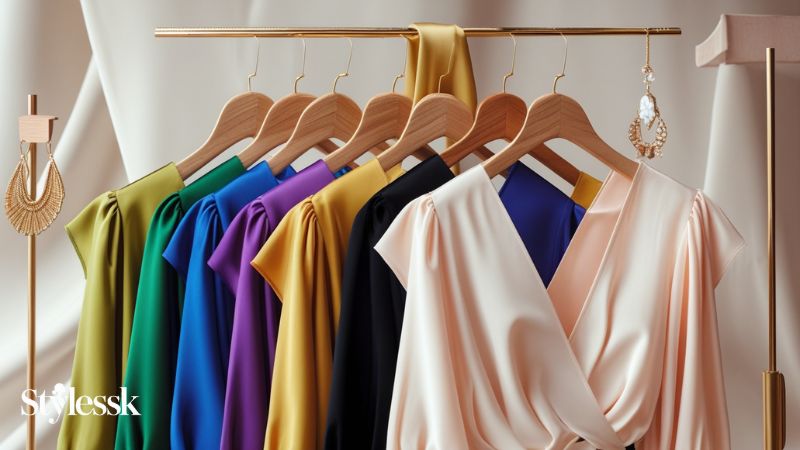 Trending Colors in V Neck Blouse Designs 