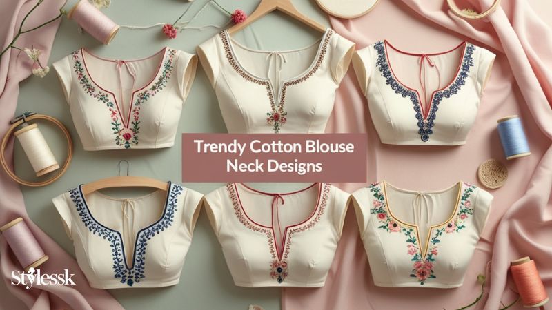 Trendy Cotton Blouse Neck Designs 
