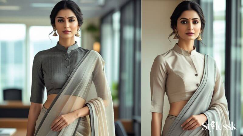 Trendy  Saree Office Wear Blouse Designs 