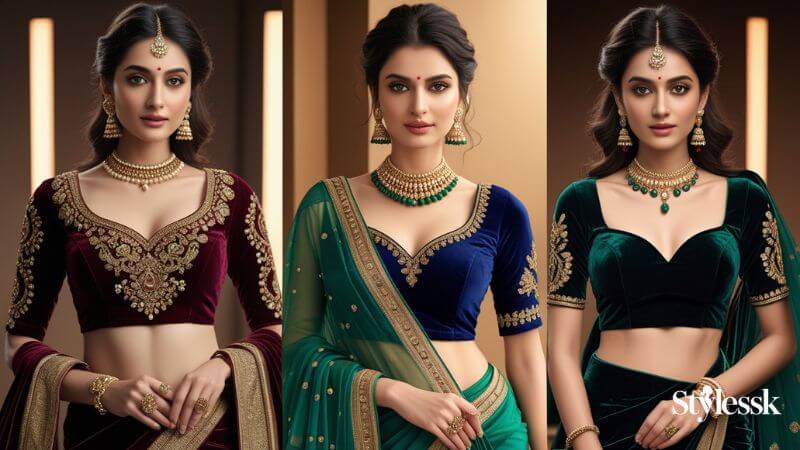  Types of Velvet Blouse Designs 