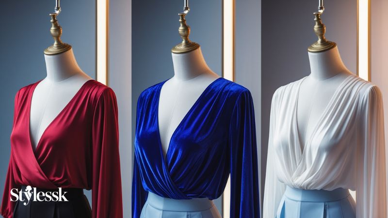 V Neck Blouse Designs by Fabric 