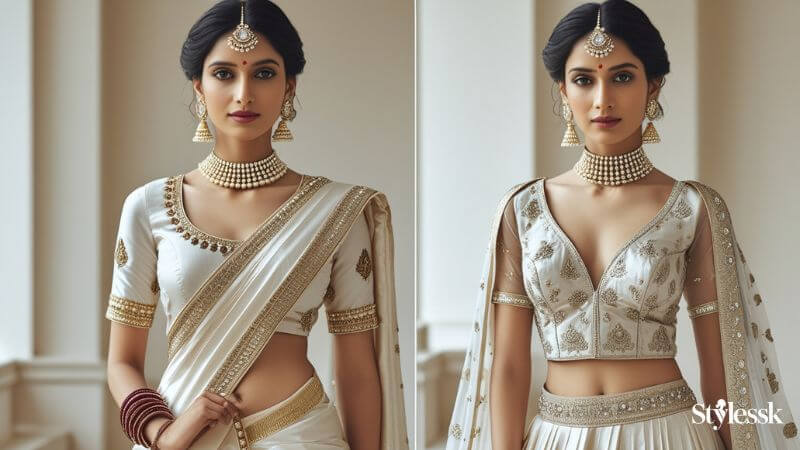 White Silk Blouse Designs 