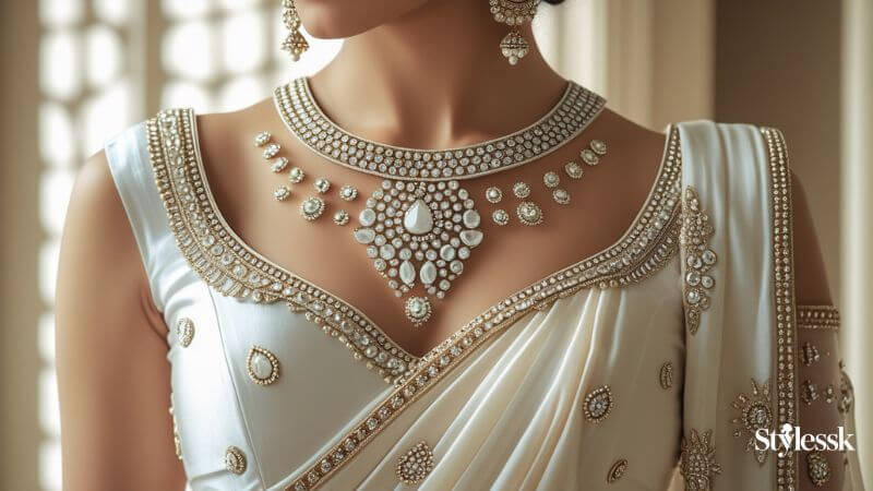 White Silk Saree Blouse Designs