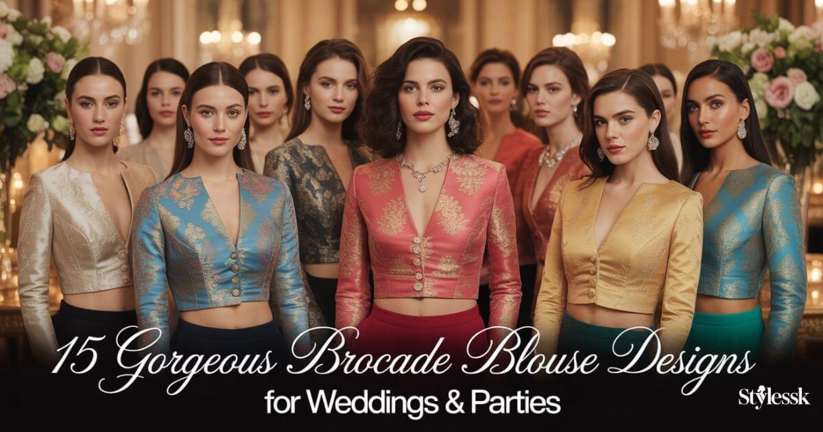 15 Gorgeous Brocade Blouse Designs for Weddings & Parties 