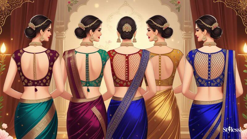 Back High Neck Blouse Designs 