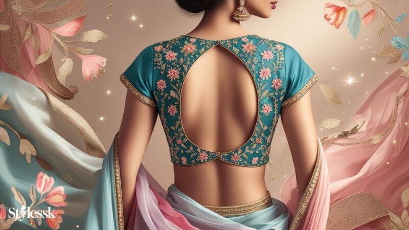 Back Side Crop Top Blouse Designs