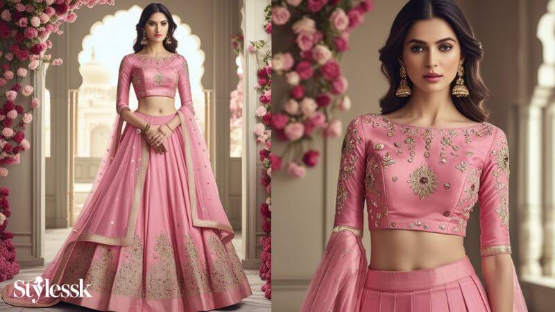 Boat Neck Lehenga Blouse Designs