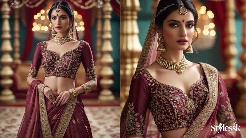 Bridal Maroon Blouse Designs