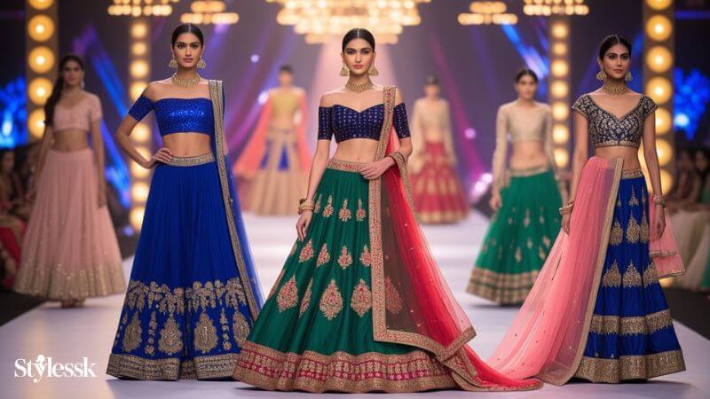 Celebrity-Inspired Crop Top Lehenga Designs with Crop Top Blouse Designs