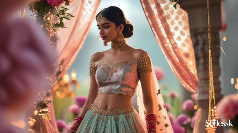 Crop Top Blouse with Lehenga Choli