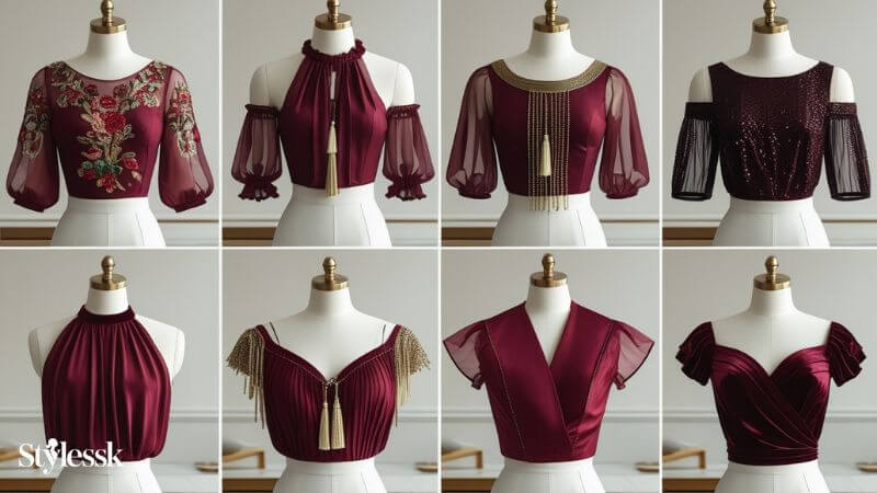 Different Types of Maroon Designer Blouses