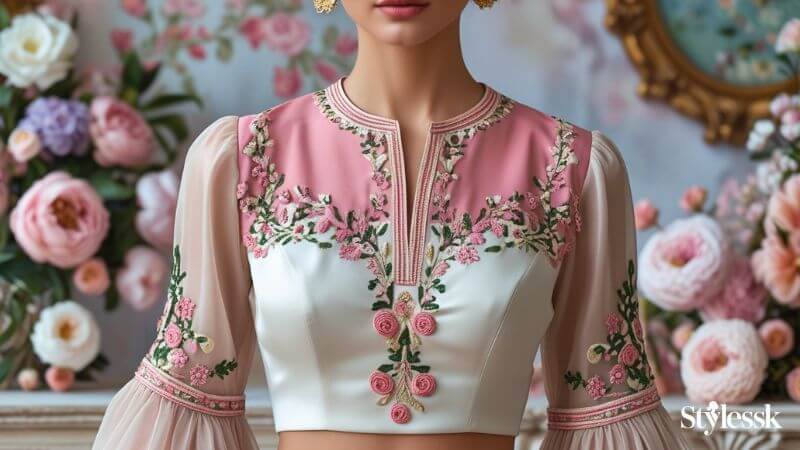 French Knot Blouse Designs 