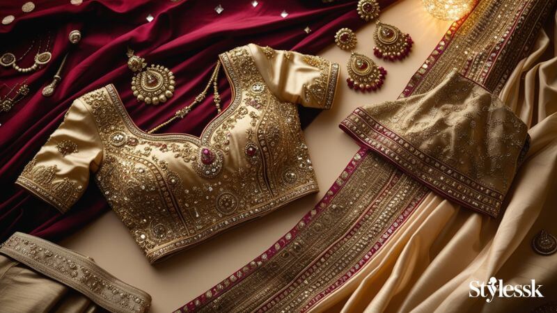 golden-blouses-with-embellishments-and-work