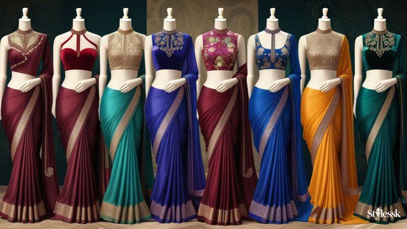 High Neck Blouse Designs for Different Saree Fabrics 