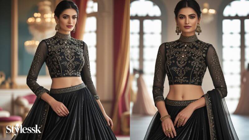 High Neck Lehenga Blouse Styles with Elegance 