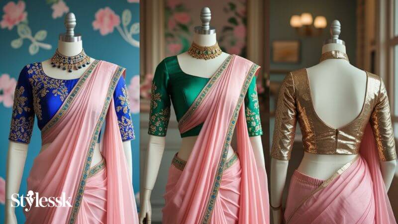How to Choose the Right Baby Pink Saree Contrast Blouse 