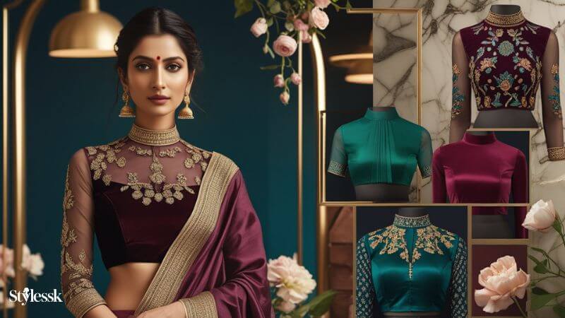 How to Style High Neck Blouse with Sarees