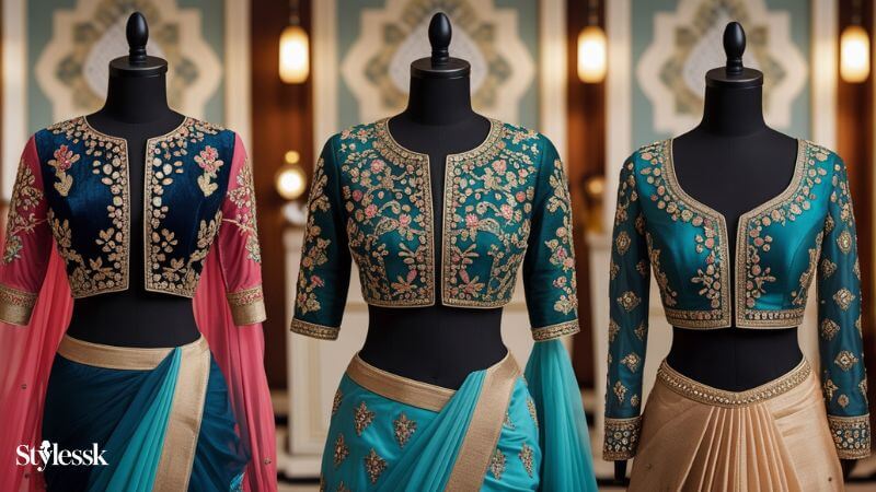 Jacket Blouse Designs for Sarees 