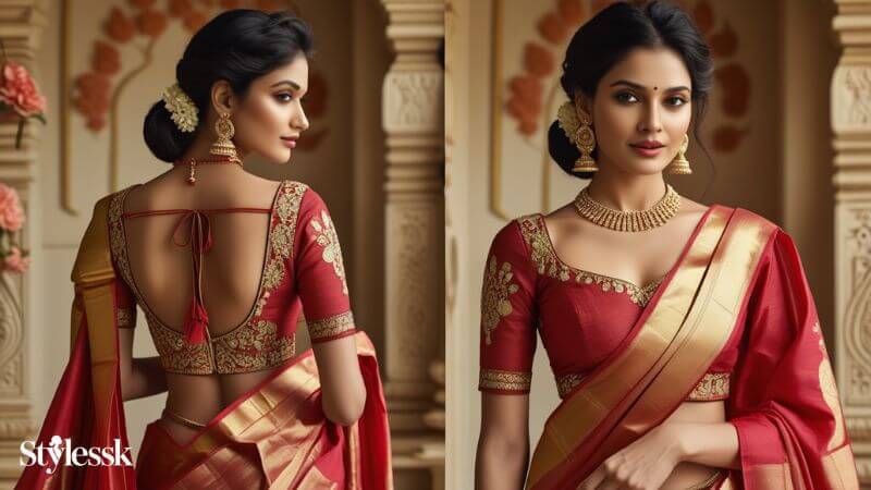 Kerala Tissue Saree Blouse Designs 