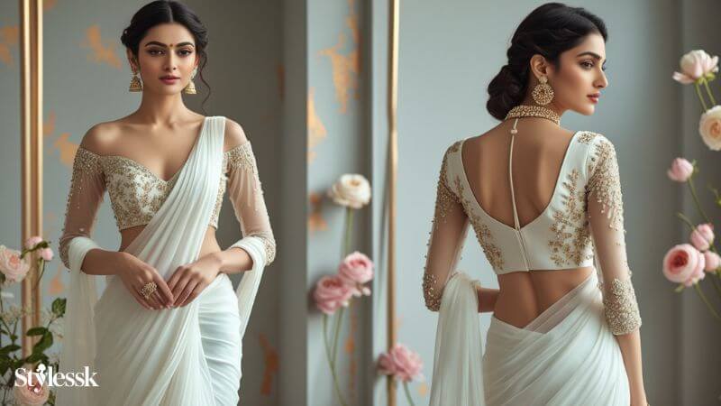 Latest White Saree Blouse Design Trends 
