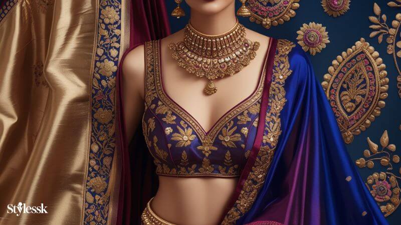 Neckline Trends in Butta Blouse Designs for Pattu Sarees