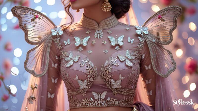 Net Butterfly Blouse Designs 
