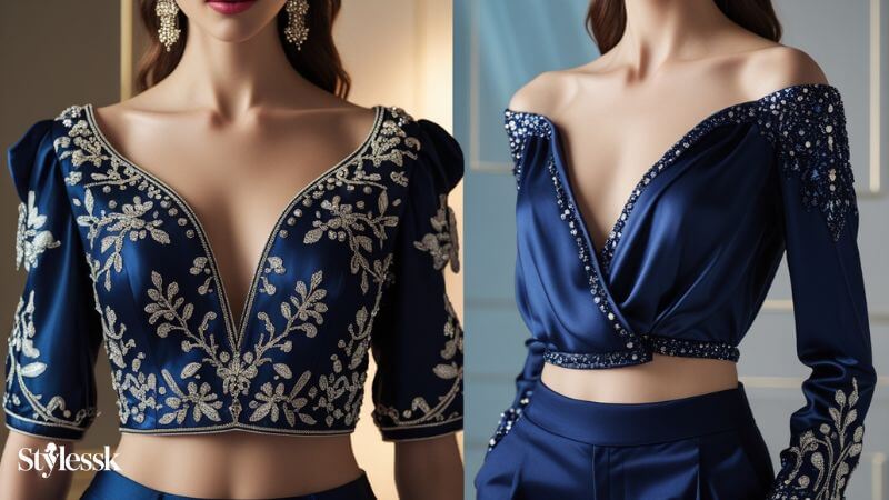 Partywear & Designer Navy Blue Blouse Patterns 