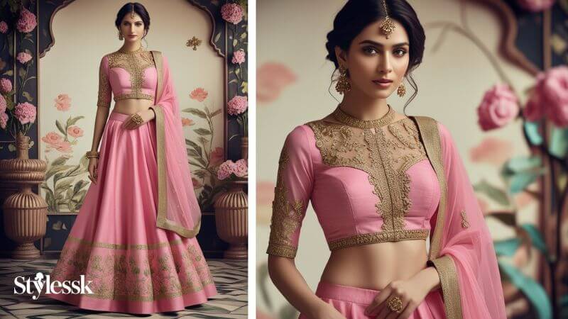 Pipe Lace & Golden Lace Blouse Designs 