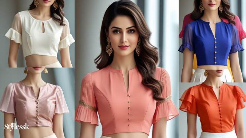 Short Sleeve Blouses by Color & Fabric 