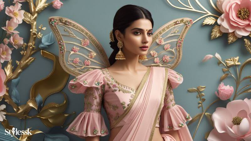 Sleeve Butterfly Blouse Designs 