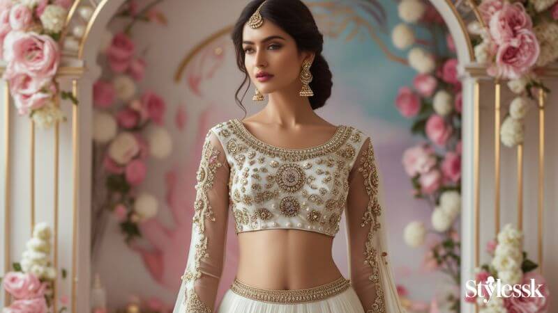 Stone & Pearl Lace Work Blouse Designs 