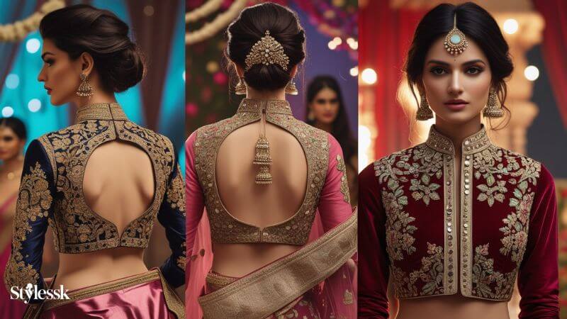 Stylish Jacket Blouse Back & Neck Designs