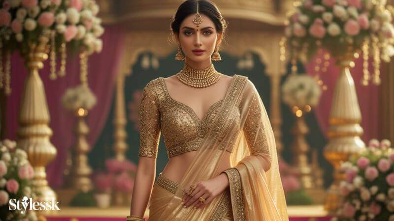 Tissue Saree Grand Blouse Designs for Weddings & Parties