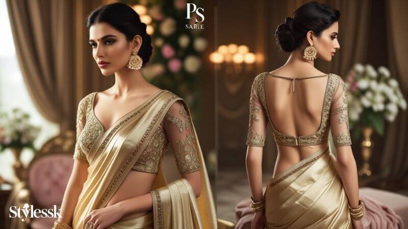 Tissue Silk Saree Blouse Designs 