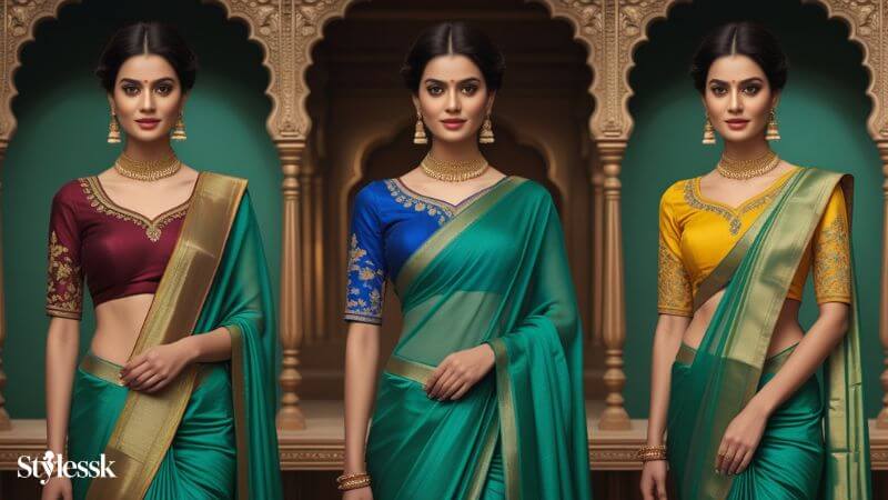Traditional Blouse Colors for Green Sarees