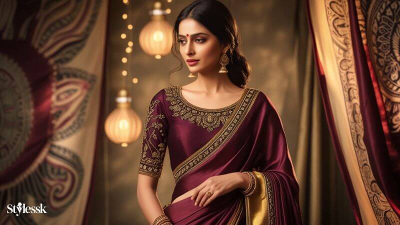 Traditional Saree Ke Stylish Blouse Gale Ki Design 