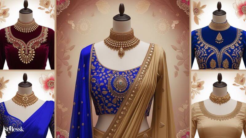 Types of High Neck Blouse Designs 