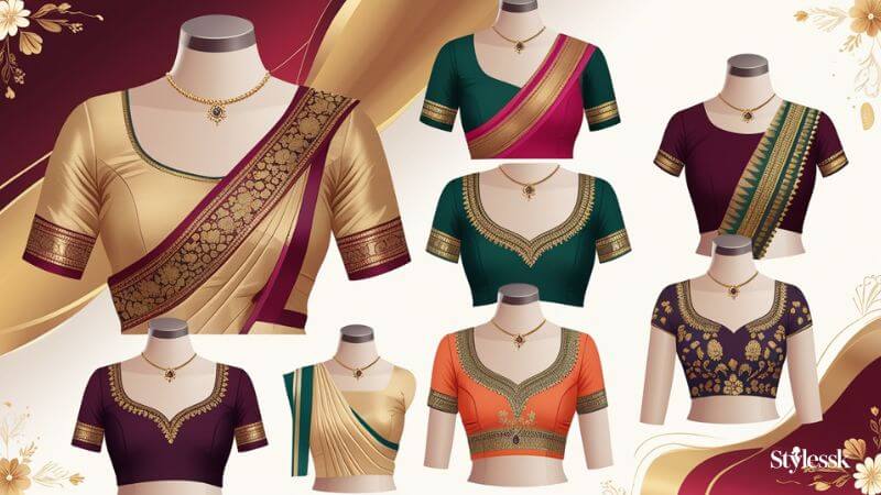 Close Neck Blouses for Different Occasions 