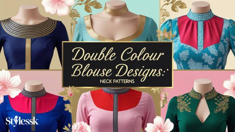 Double Colour Blouse Designs: Neck Patterns