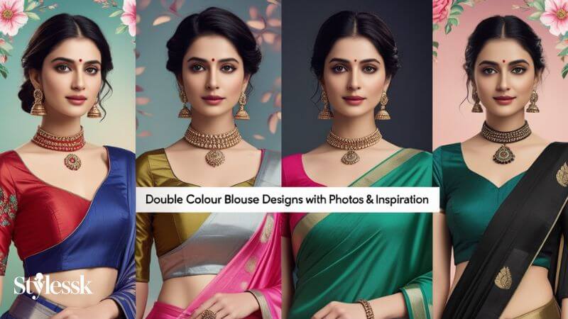 Double Colour Blouse Designs with Photos & Inspiration 