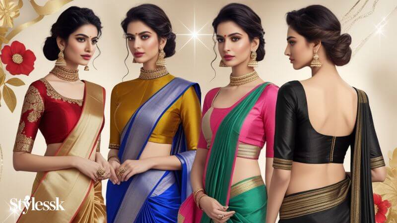 Latest Trends in Double Colour Blouse Designs 