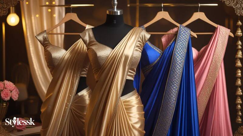 Modern Satin Blouse Designs for Sarees 