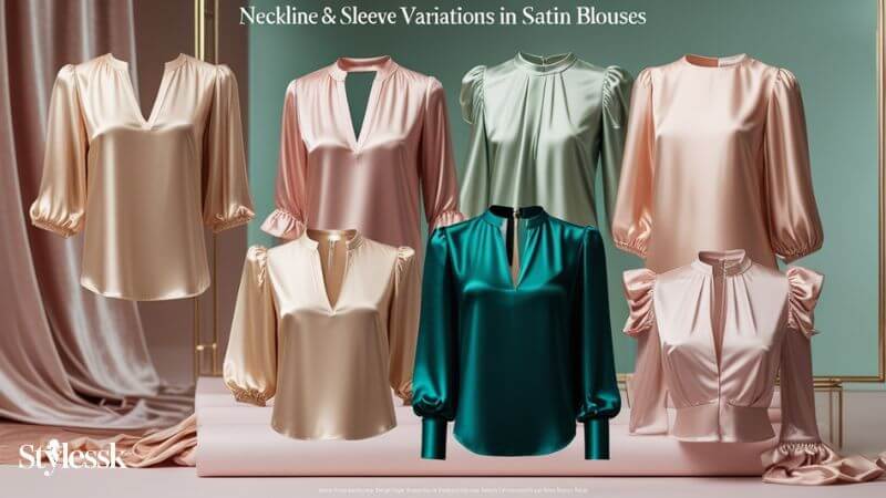 Neckline & Sleeve Variations in Satin Blouses 