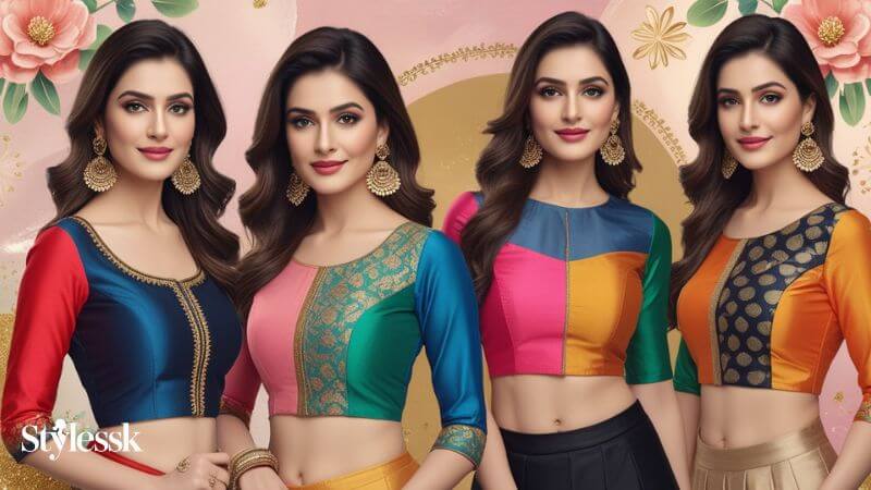 Simple & Minimalist Double Colour Blouse Styles 