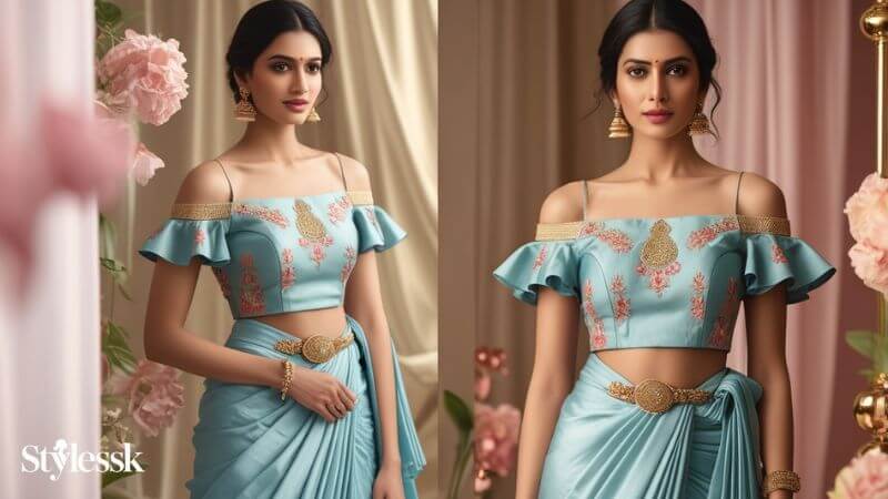 Trendy Indo-Western Blouse Designs for Sarees 